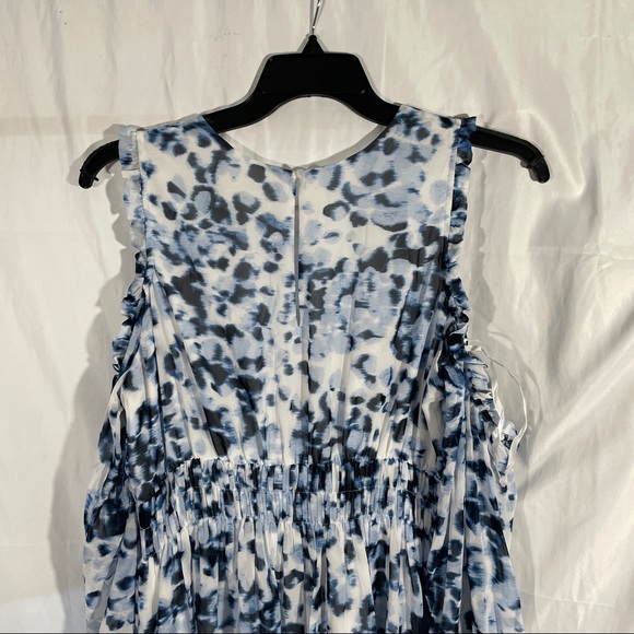 NEW Eliza J [‎ PLUS 16W ] Leopard Print Cold-Shoulder A-line Dress in White - Picture 13 of 16